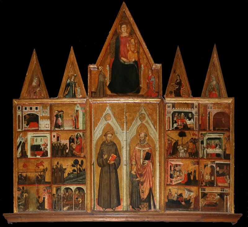 Ottana polyptych depicting Saints Francis and Nicholas and their respective stories